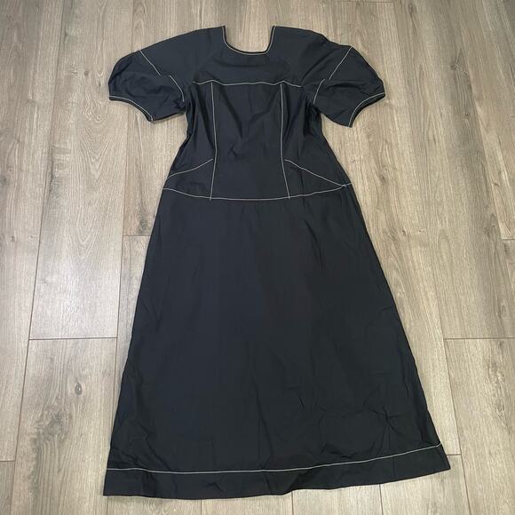 Madewell  Puff Sleeve Drop Waist Short Sleeve Midi Dress US Women's 4 New - Picture 4 of 8